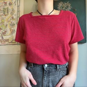 red and white striped short sleeved top